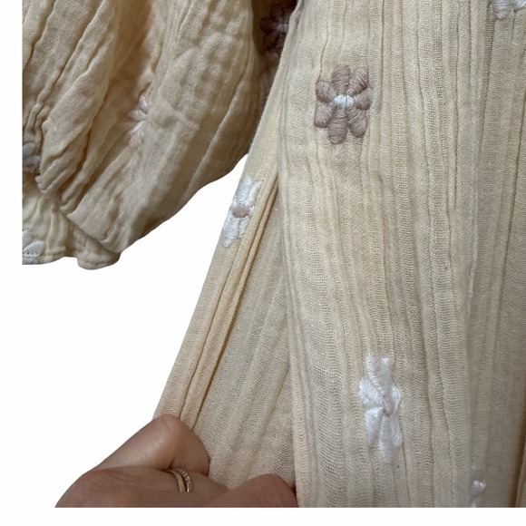 Free People Dahlia Embroidered Puff Sleeve Maxi Dress Size XS Cream Cottage NWT - Picture 7 of 10